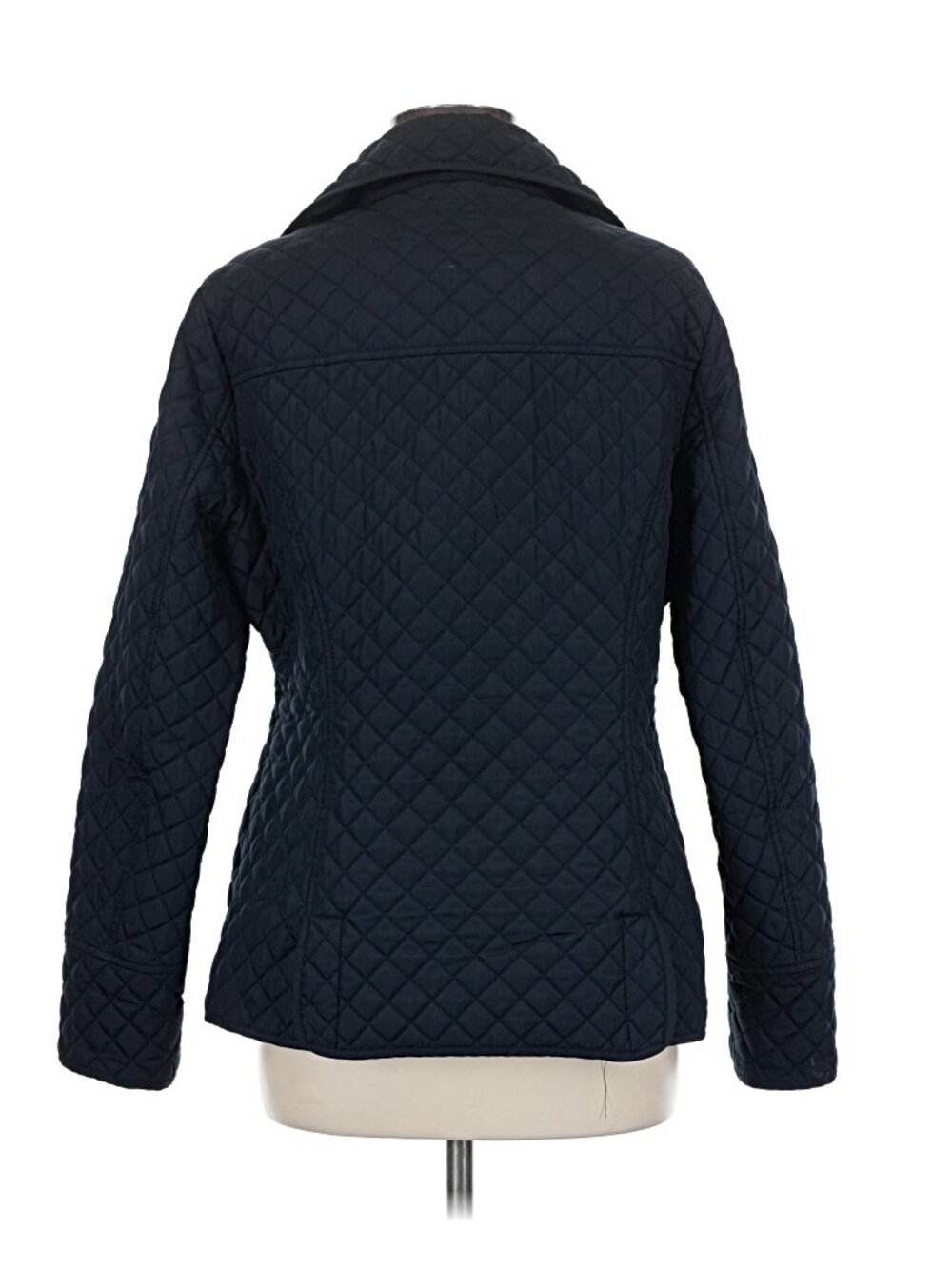 Michael Kors Diamond Quilted Snap Front Jacket Lightweight Coat Navy Sz M - Picture 3 of 5